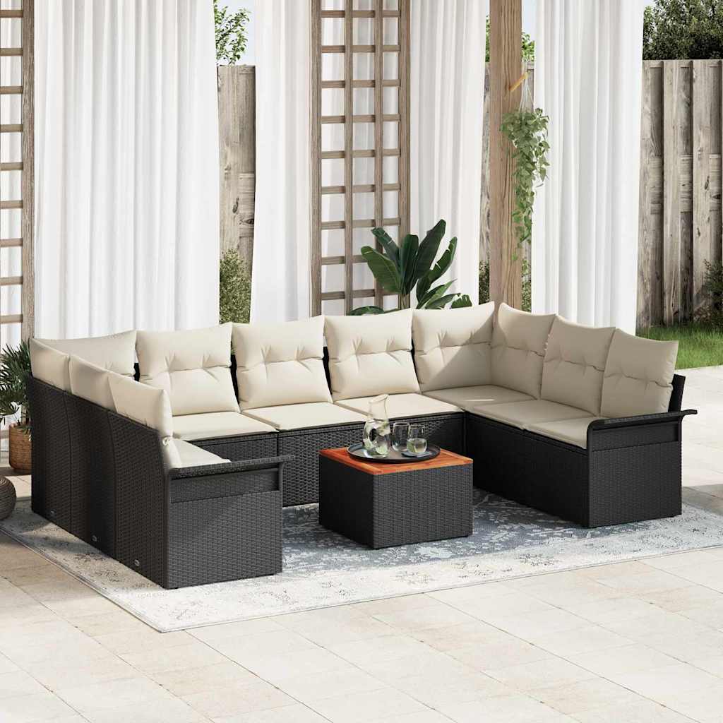 Conjunto de sofás de jardim 10 peças Cinzento e azul-marinho