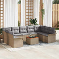Conjunto de sofás de jardín 10 pcs Beige ratán sintético
