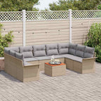 Conjunto de sofás de jardín 10 pcs Beige ratán sintético
