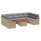 Conjunto de sofás de jardín 10 pcs Beige ratán sintético