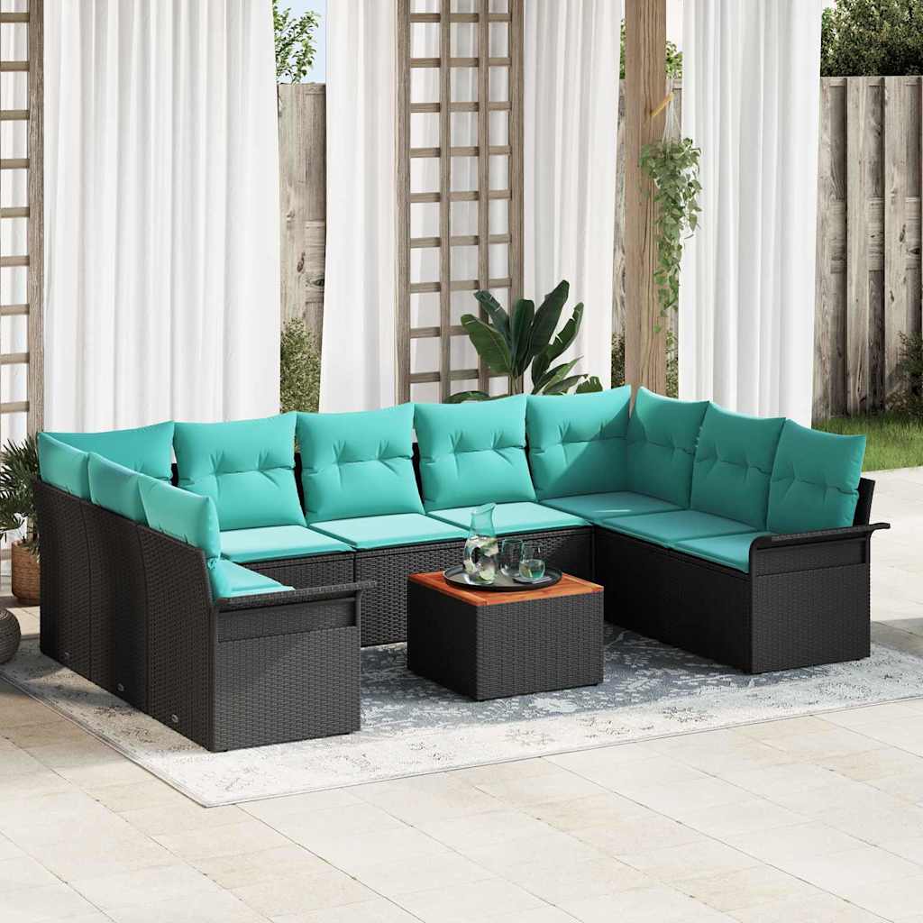Conjunto de sofás de jardín 10 pcs Beige ratán sintético