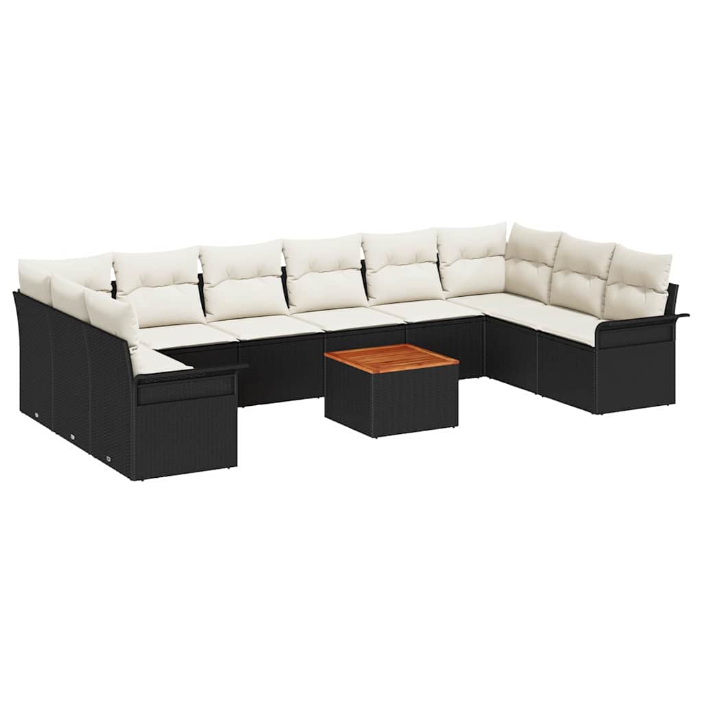 Conjunto de sofás de jardín 11 pcs Negro ratán sintético