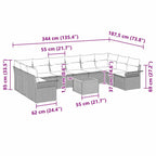 Conjunto de sofás de jardín 11 pcs Negro ratán sintético