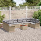 Conjunto de sofás de jardín 11 pcs Beige ratán sintético