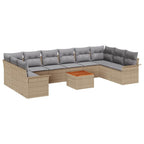 Conjunto de sofás de jardín 11 pcs Beige ratán sintético