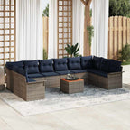 Conjunto de sofás de jardín 11 pcs Gris ratán sintético