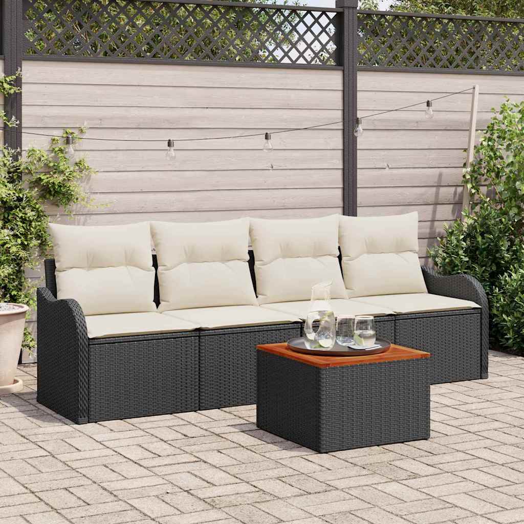 Conjunto de sofás de jardim 5 peças Bege vime sintético