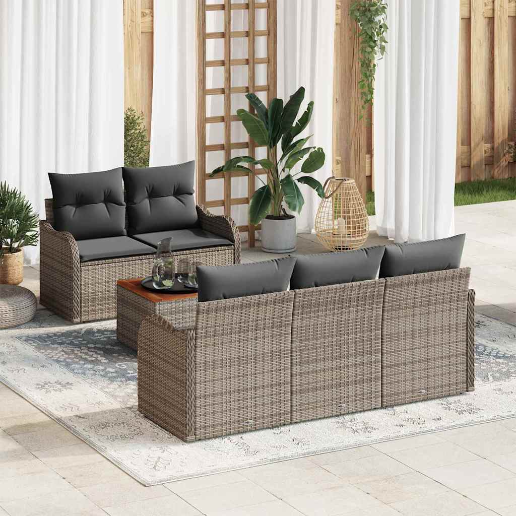 Conjunto de sofás de jardín 6 pcs Beige ratán sintético