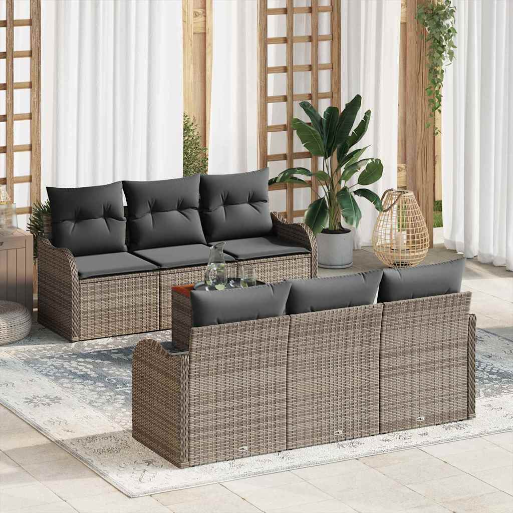 Conjunto de sofás de jardín 5 pcs Beige ratán sintético