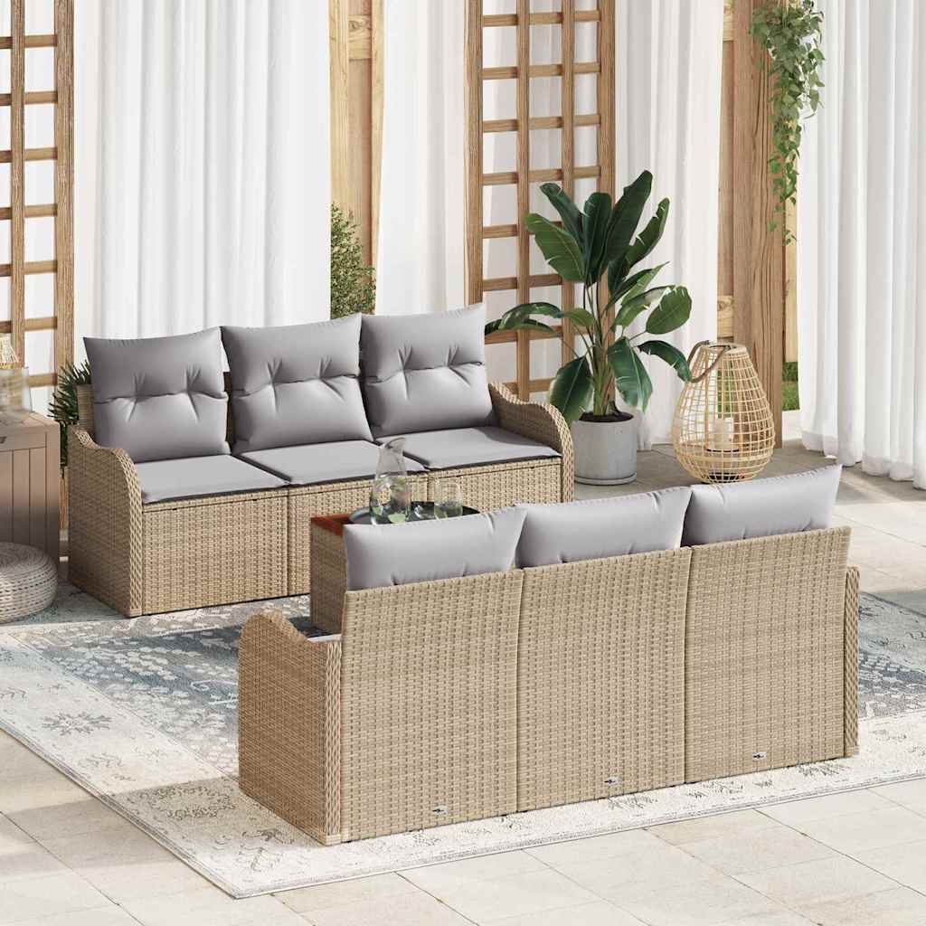 Conjunto de sofás de jardín 5 pcs Beige ratán sintético
