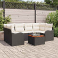 Conjunto de sofás de jardín 7 pcs Negro ratán sintético