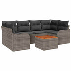 Conjunto de sofás de jardín 7 pcs Gris ratán sintético