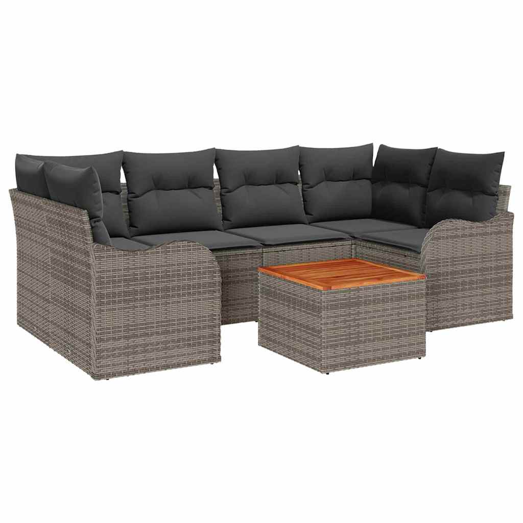 Conjunto de sofás de jardín 7 pcs Gris ratán sintético