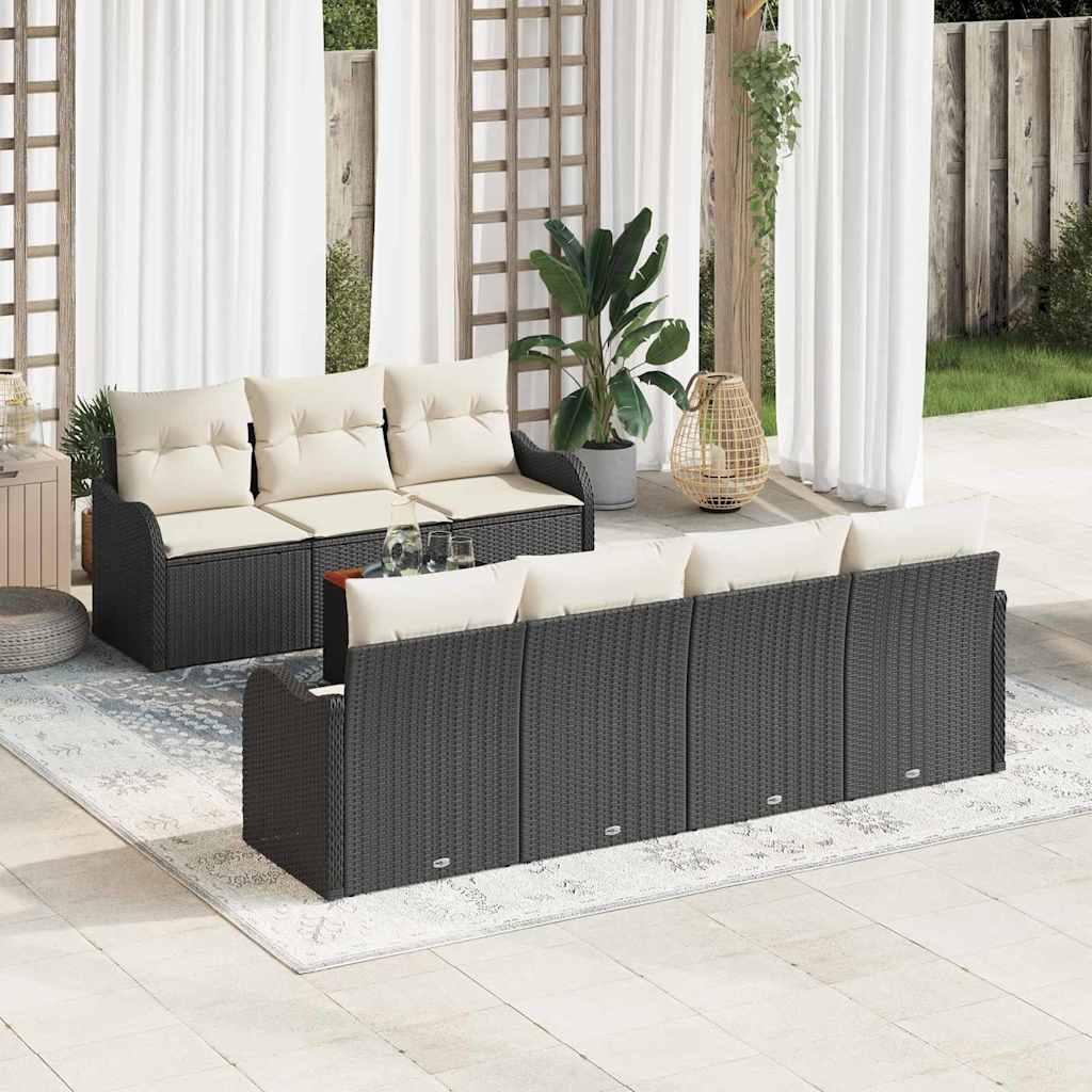 Conjunto de sofás de jardim 8 pçs Bege rotim sintético