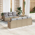 Conjunto de sofás de jardín 8 pcs Beige ratán sintético