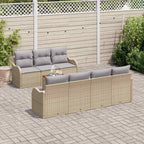 Conjunto de sofás de jardín 8 pcs Beige ratán sintético