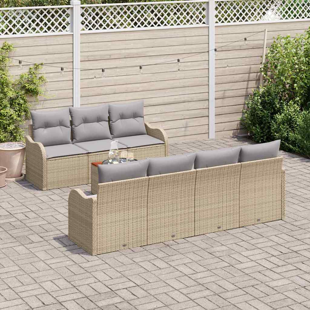 Conjunto de sofás de jardín 8 pcs Beige ratán sintético