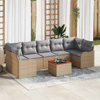 Conjunto de sofás de jardín 8 pcs Beige ratán sintético