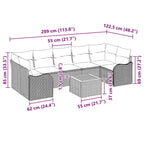 Conjunto de sofás de jardín 8 pcs Beige ratán sintético