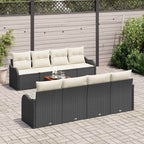 Conjunto de sofás de jardín 9 pcs Negro ratán sintético