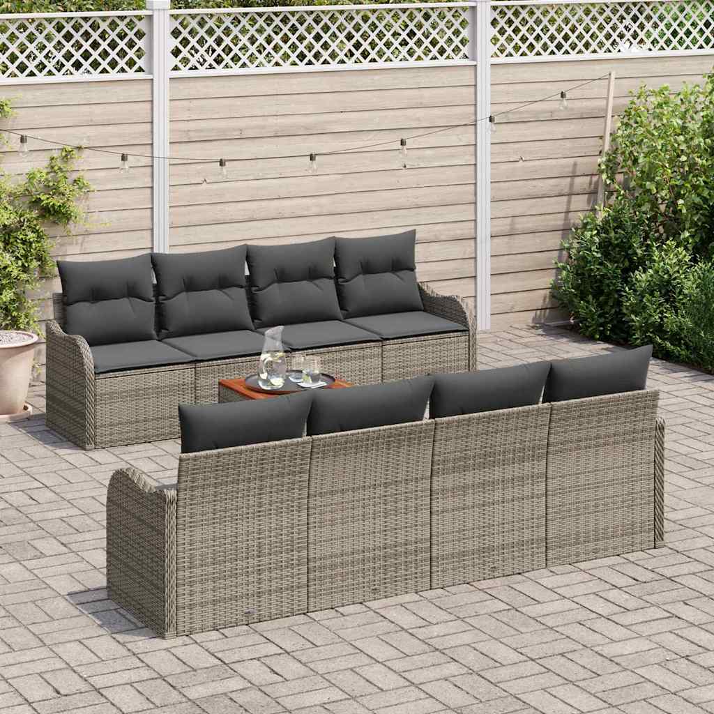 Conjunto de sofás de jardín 9 pcs Gris ratán sintético