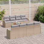 Conjunto de sofás de jardín 9 pcs Beige ratán sintético