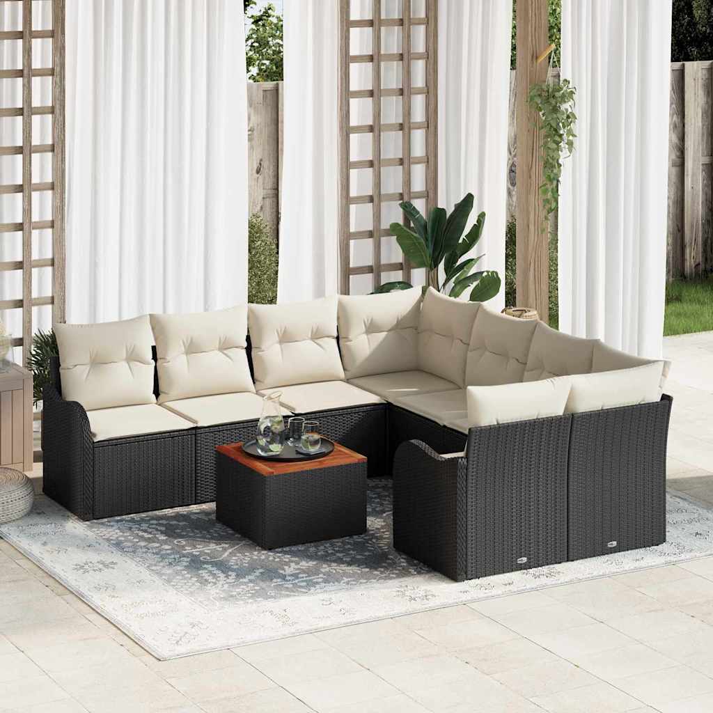 Conjunto de sofás de jardín 9 pcs Gris y azul marino