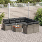 Conjunto de sofás de jardín 9 pcs Gris ratán sintético