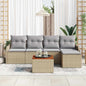 Conjunto de sofás de jardín 6 pcs Beige ratán sintético