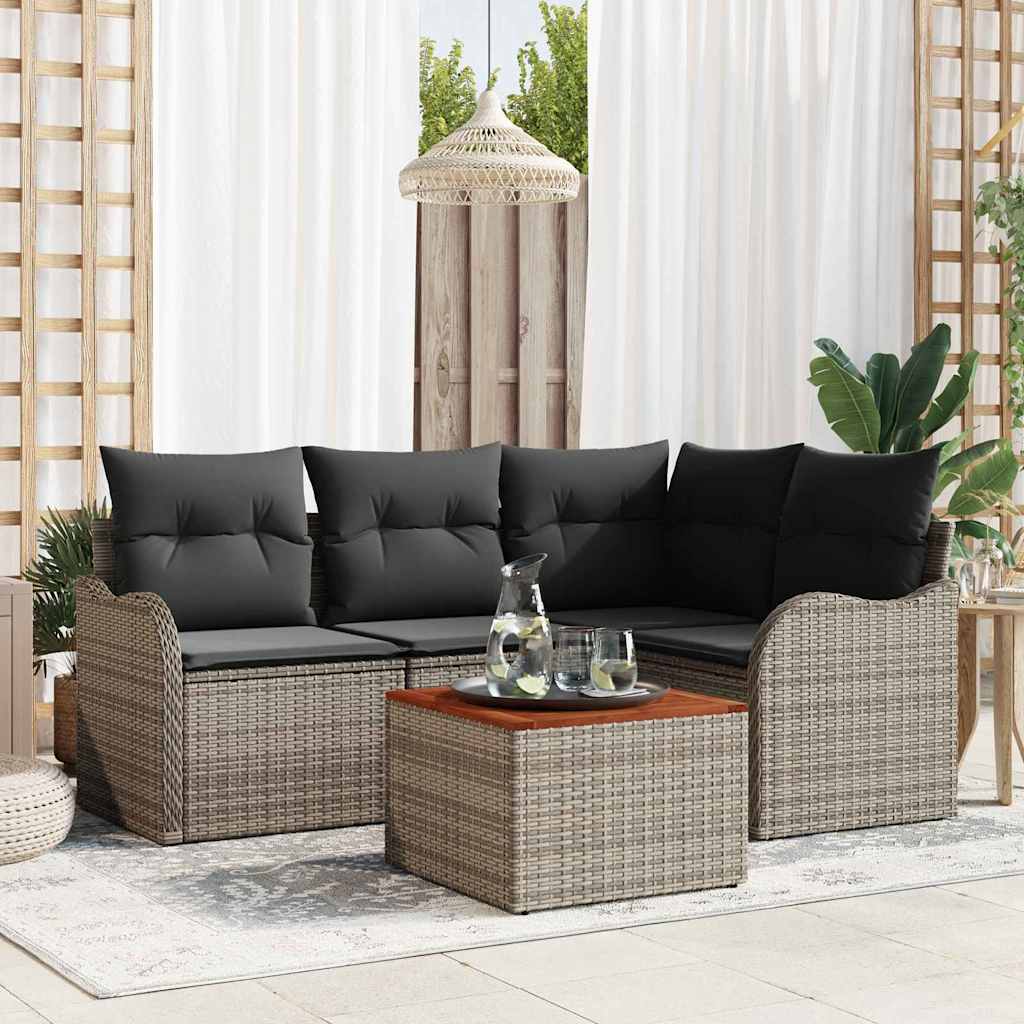 Conjunto de sofás de jardín 5 pcs Beige ratán sintético