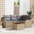 Conjunto de sofás de jardín 5 pcs Beige ratán sintético