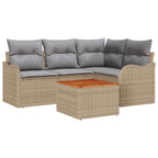 Conjunto de sofás de jardín 5 pcs Beige ratán sintético