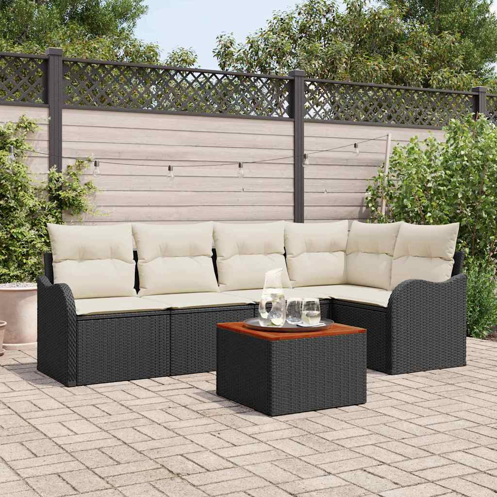 Conjunto de sofás de jardín 6 pcs Beige ratán sintético