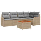 Conjunto de sofás de jardín 6 pcs Beige ratán sintético