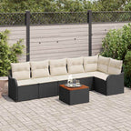 Conjunto de sofás de jardín 7 pcs Negro ratán sintético