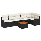 Conjunto de sofás de jardín 7 pcs Negro ratán sintético