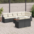Conjunto de sofás de jardín 9 pcs Negro ratán sintético