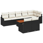 Conjunto de sofás de jardín 9 pcs Negro ratán sintético