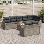 Conjunto de sofás de jardín 9 pcs Gris ratán sintético