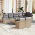 Conjunto de sofás de jardín 9 pcs Beige ratán sintético