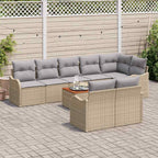 Conjunto de sofás de jardín 9 pcs Beige ratán sintético