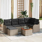 Conjunto de sofás de jardim 7 peças em vime sintético bege