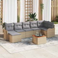 Conjunto de sofás de jardín 8 pcs Beige ratán sintético
