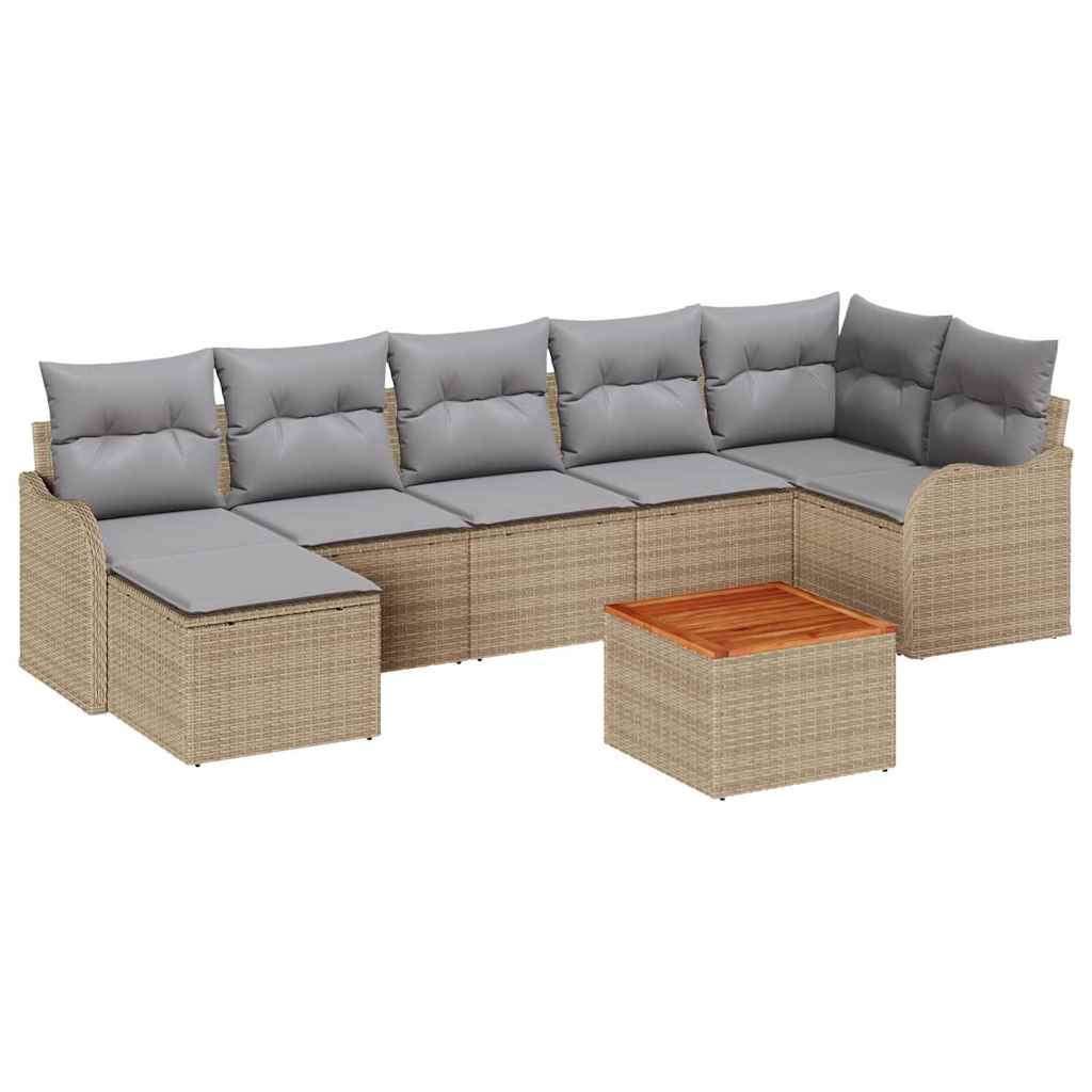 Conjunto de sofás de jardín 8 pcs Beige ratán sintético