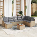 Conjunto de sofás de jardín 9 pcs Beige ratán sintético