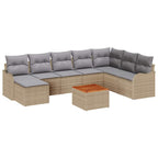 Conjunto de sofás de jardín 9 pcs Beige ratán sintético