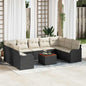 Conjunto de Sofás de Jardim 10 peças Bege vime sintético