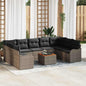Conjunto de Sofás de Jardim 10 peças Bege vime sintético
