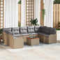 Conjunto de Sofás de Jardim 10 peças Bege vime sintético