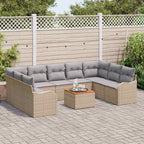 Conjunto de sofás de jardín 10 pcs Beige ratán sintético